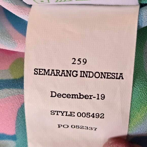 Lilly Pulitzer Womens Maritza Lileeze Button Front Blouse Ibiza Blue Aqua Small - Picture 10 of 11